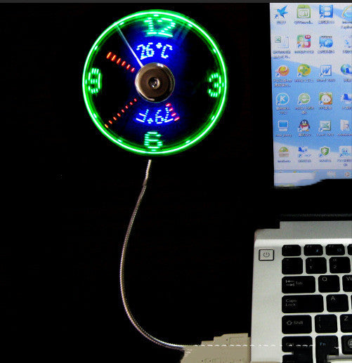 USB Clock Temperature Led Light Fan Mini Fan USB Clock Fan Simplicity Gadgets