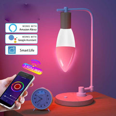 Smart WifI Led Lamp E14 RGB CW WW Voice Control Light Bulbs Alexa