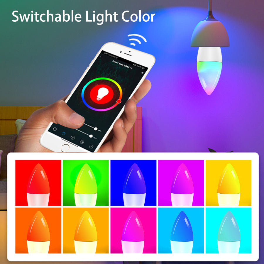 Smart WifI Led Lamp E14 RGB CW WW Voice Control Light Bulbs Alexa